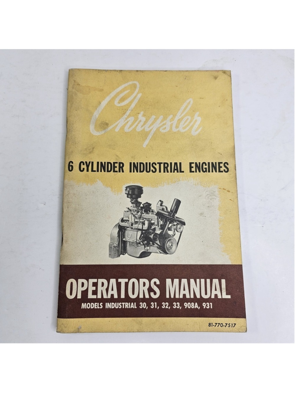 Vintage Chrysler 6 Cylinder Industrial Engines Operators Manual Models 30 31 32